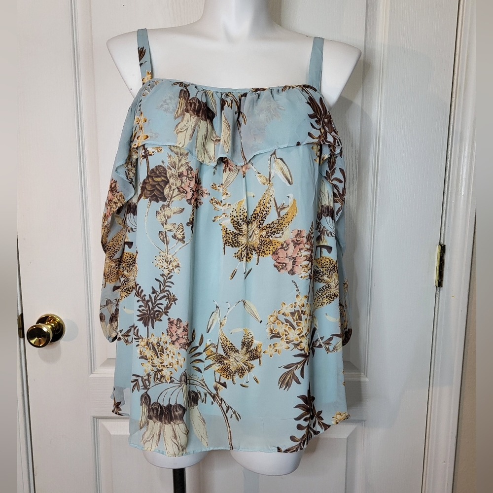 Boutique Floral Off the shoulders Mesh Top Blouse